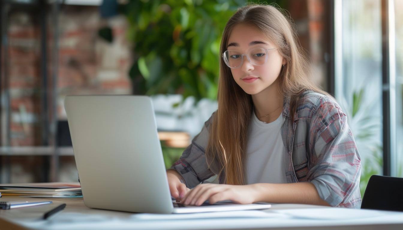 online tutoring teenager with laptop and a clean back ground-2